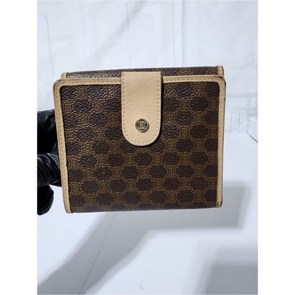 Authentic Celine Macadam Compact Wallet Beige/Brown - Picture 3 of 13